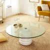 Made in Meubles Table Basse<Table basse ronde en marbre et verre Lara