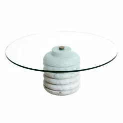 Made in Meubles Table Basse<Table basse ronde en marbre et verre Lara