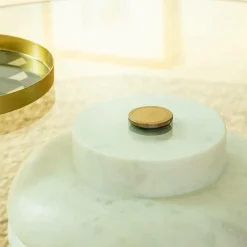 Made in Meubles Table Basse<Table basse ronde en marbre et verre Lara