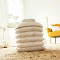 Made in Meubles Table Basse<Table basse ronde en marbre et verre Lara