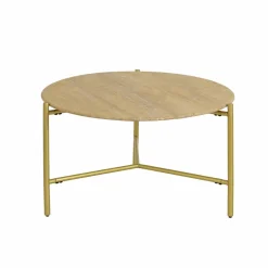 Made in Meubles Table Basse<Table basse ronde en marbre et métal doré Cerys