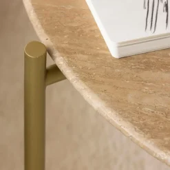 Made in Meubles Table Basse<Table basse ronde en marbre et métal doré Cerys