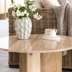 Made in Meubles Table Basse<Table basse ronde en marbre Grâce