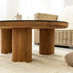 Made in Meubles Table Basse<Table basse ronde en pin recyclé Constance