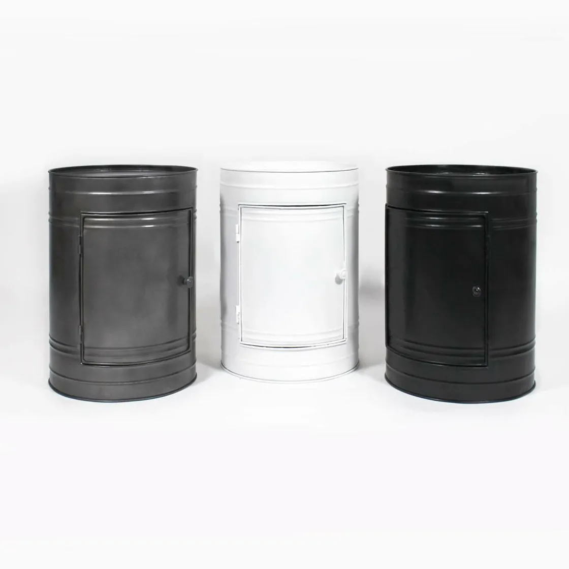 Made in Meubles Chevet<Table de chevet bidon en métal blanc Meryl