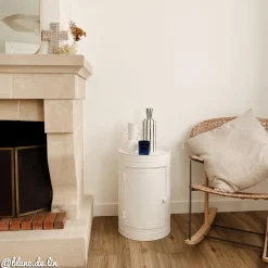 Made in Meubles Chevet<Table de chevet bidon en métal blanc Meryl