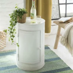 Made in Meubles Chevet<Table de chevet bidon en métal blanc Meryl