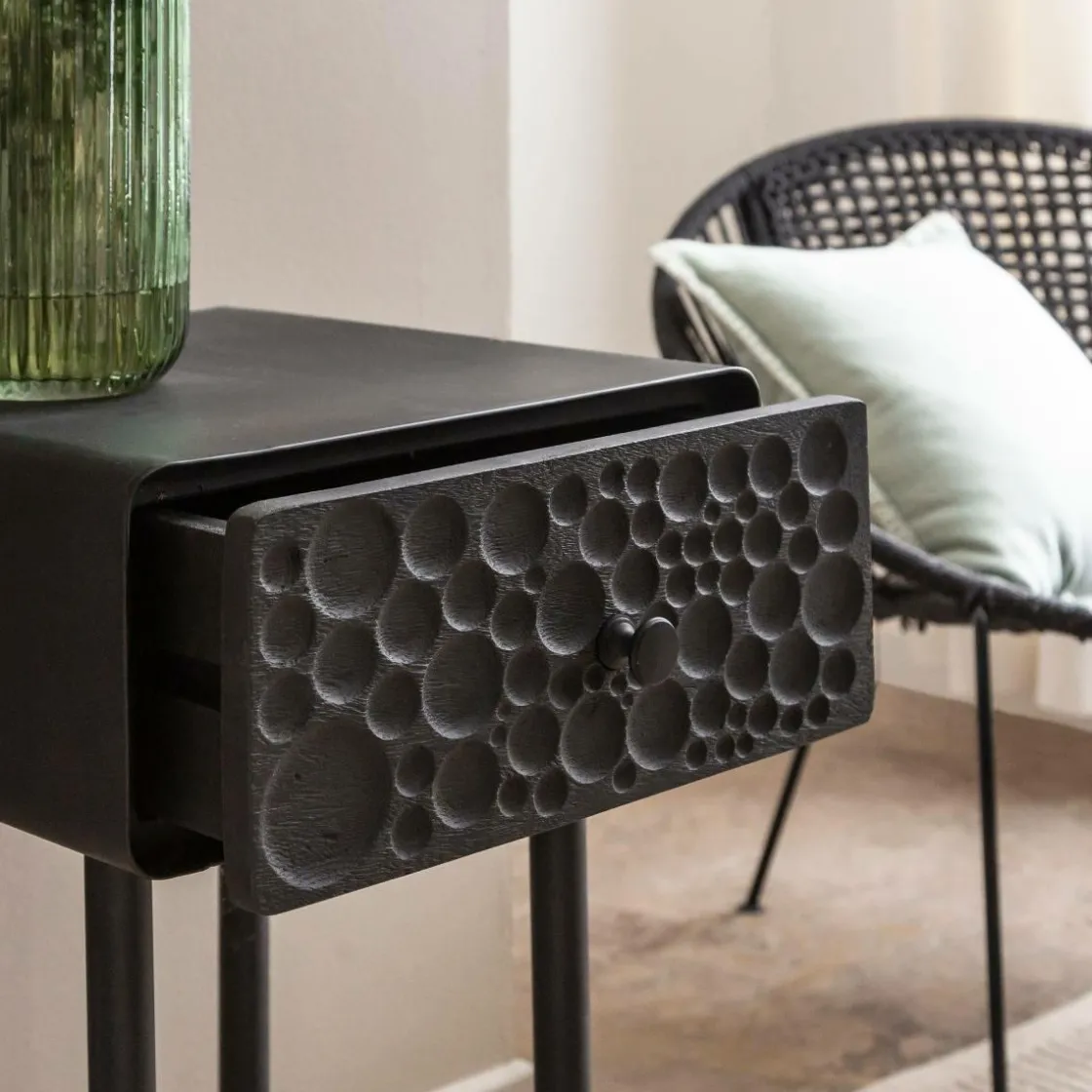 Made in Meubles Chevet<Table de chevet en bois de manguier et métal Liv