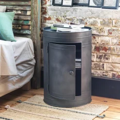 Made in Meubles Chevet<Table de chevet en métal gris Meryl