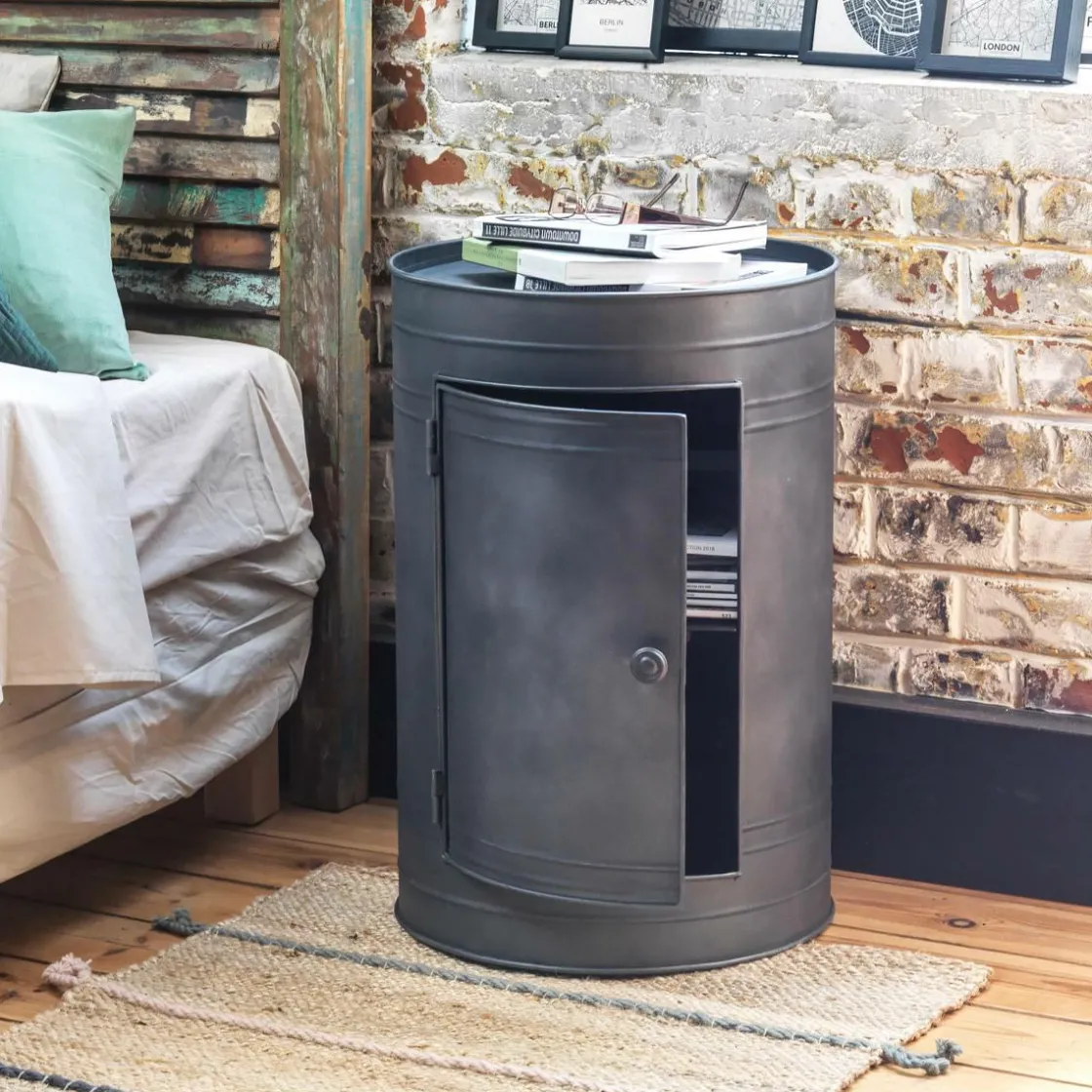 Made in Meubles Chevet<Table de chevet en métal gris Meryl