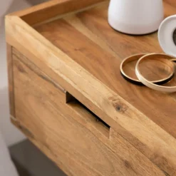 Made in Meubles Chevet<Table de chevet murale carrée en bois d'acacia Orane