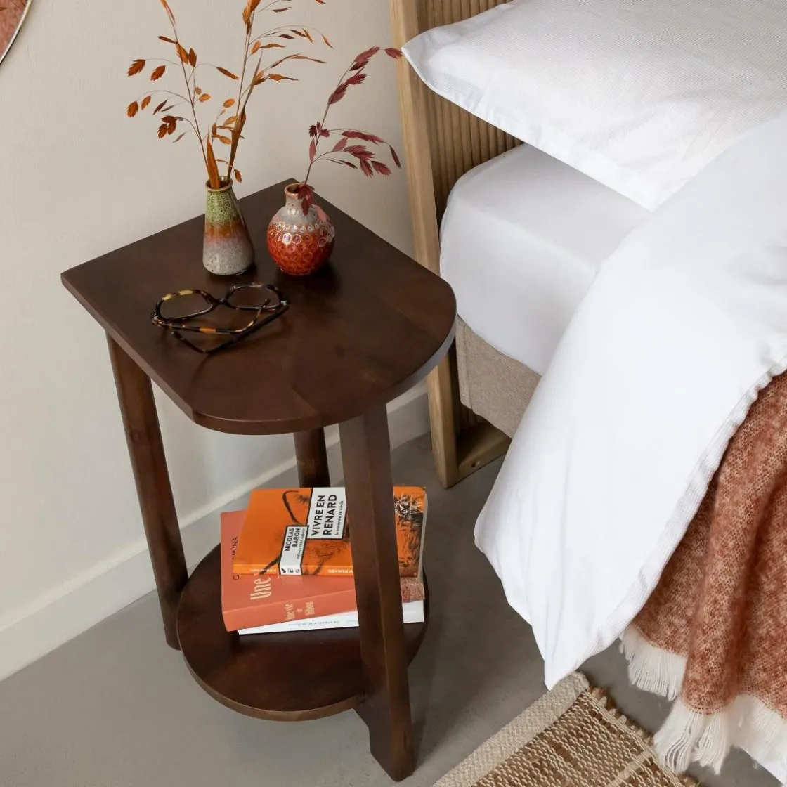 Made in Meubles Chevet<Table de chevet ovale en bois de manguier Sharon