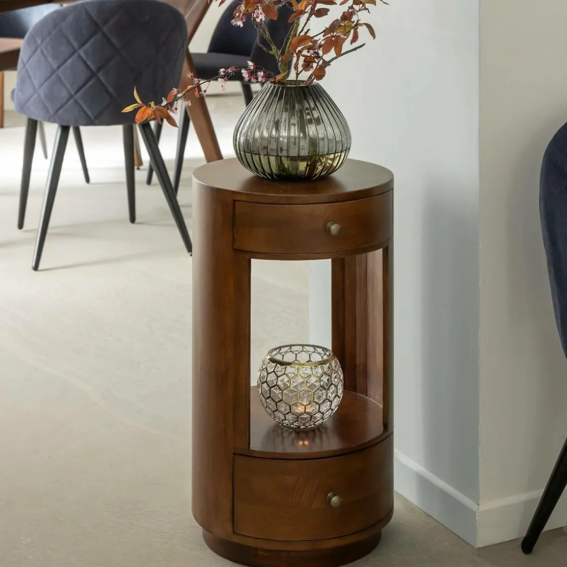 Made in Meubles Chevet<Table de chevet ronde en bois de manguier Oana