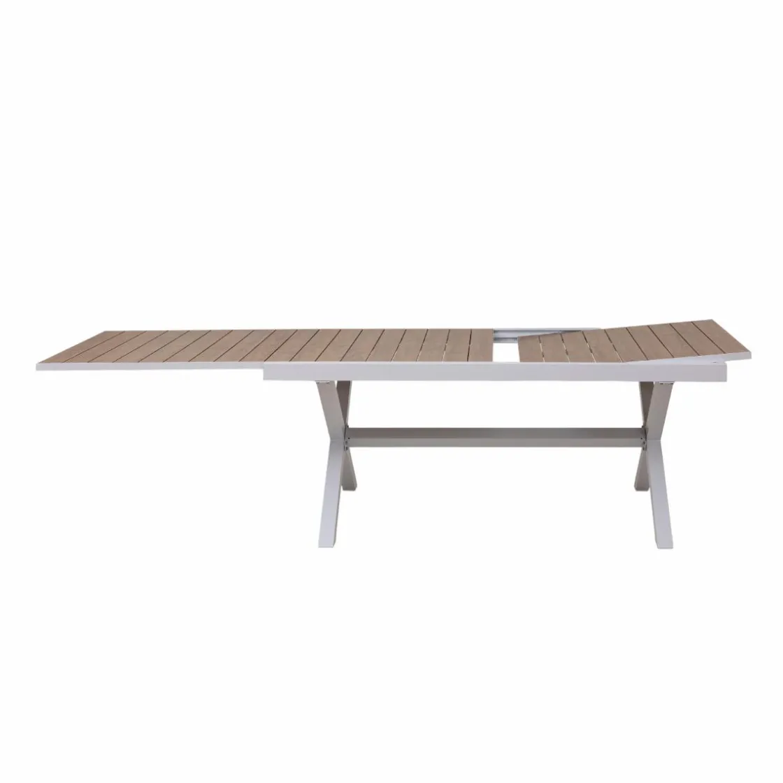 Made in Meubles Table De Jardin<Table de jardin blanche et effet bois en aluminium Ayden
