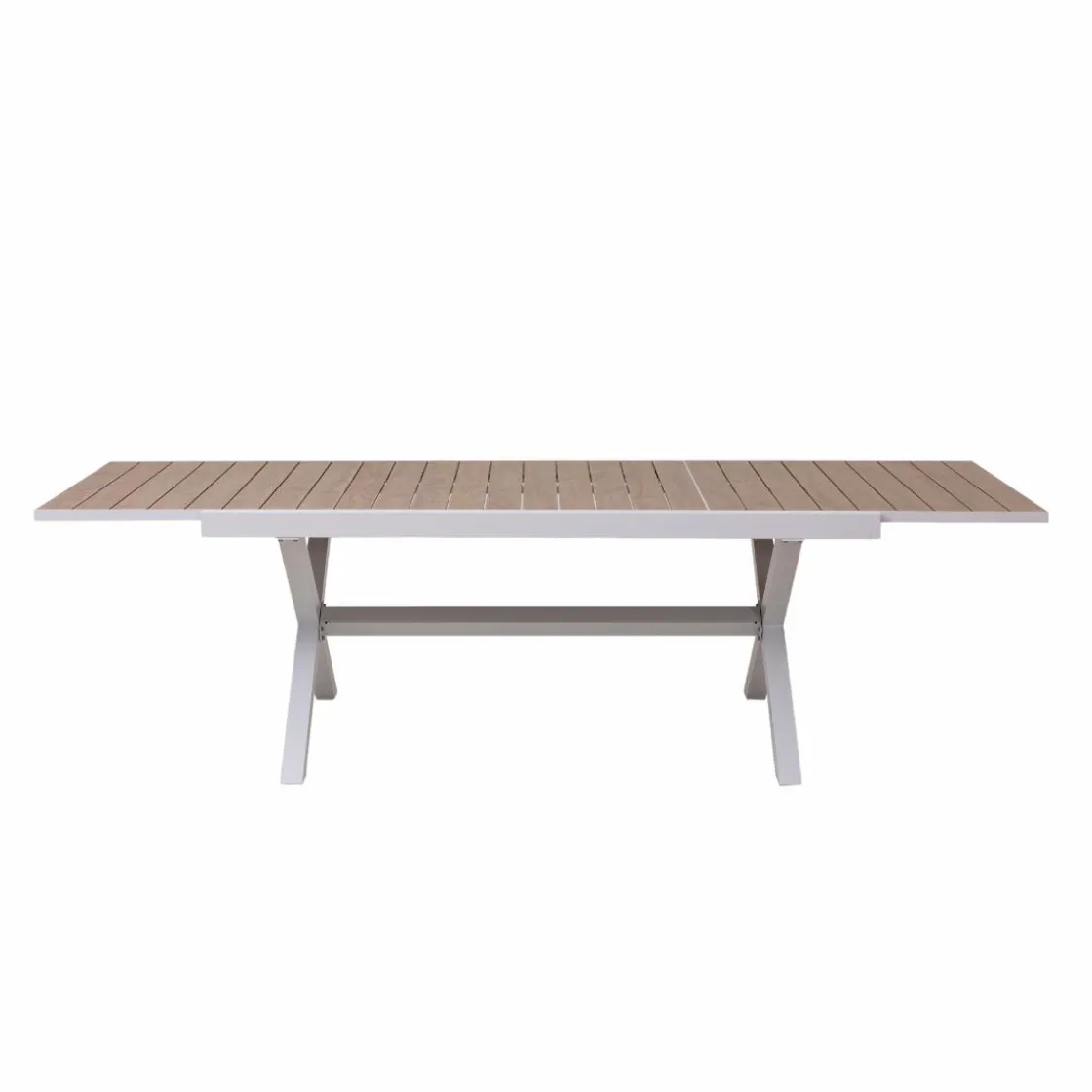 Made in Meubles Table De Jardin<Table de jardin blanche et effet bois en aluminium Ayden