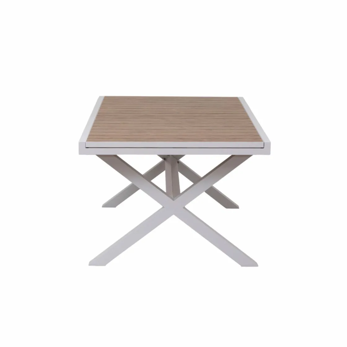 Made in Meubles Table De Jardin<Table de jardin blanche et effet bois en aluminium Ayden
