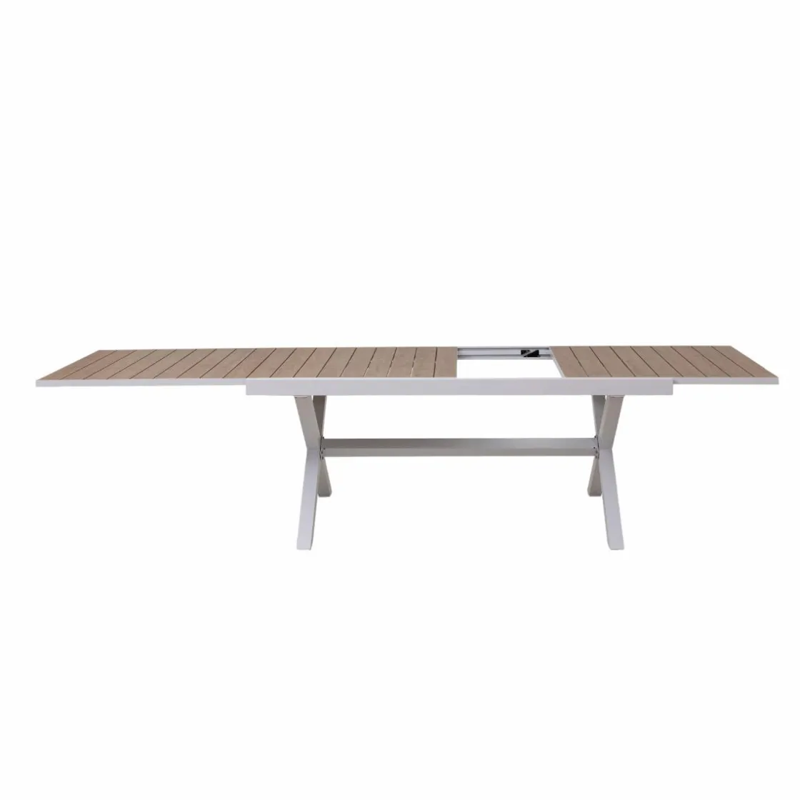 Made in Meubles Table De Jardin<Table de jardin blanche et effet bois en aluminium Ayden