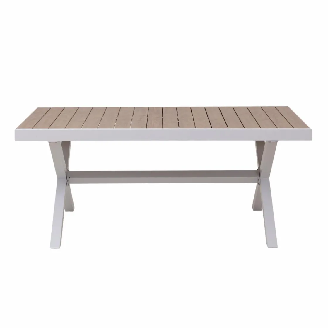 Made in Meubles Table De Jardin<Table de jardin blanche et effet bois en aluminium Ayden