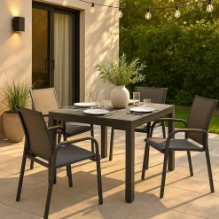 Made in Meubles Table De Jardin<Table de jardin carrée en aluminium gris Kaïa
