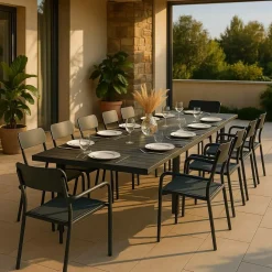 Made in Meubles Table De Jardin<Table de jardin en aluminium rectangulaire gris Kaïa