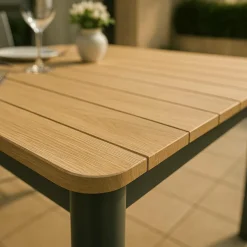 Made in Meubles Table De Jardin<Table de jardin en aluminium gris et effet bois Ayden