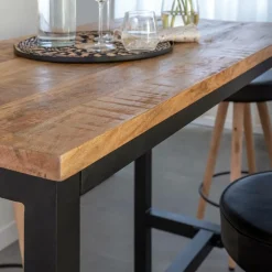 Made in Meubles Table À Manger<Table haute en bois de manguier et métal Petra