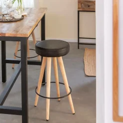 Made in Meubles Table À Manger<Table haute en bois de manguier et métal Petra