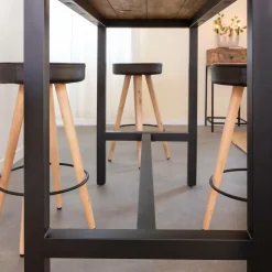 Made in Meubles Table À Manger<Table haute en bois de manguier et métal Petra