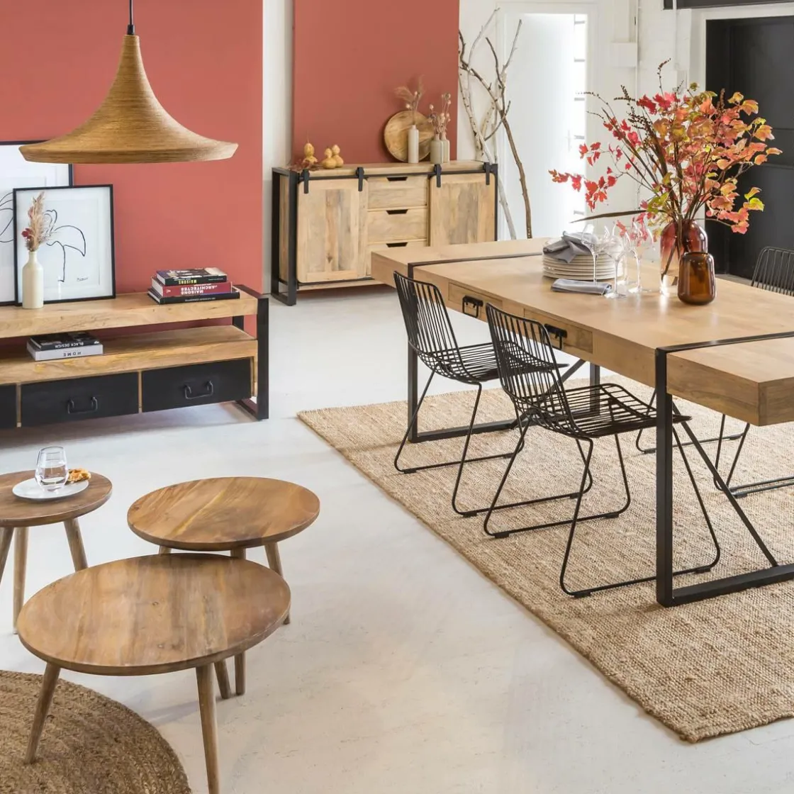 Made in Meubles Table À Manger<Table à manger avec allonges en bois de manguier New-York