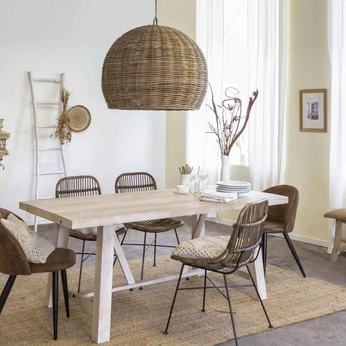 Made in Meubles Table À Manger<Table à manger avec allonges en bois de manguier blanchi Terra