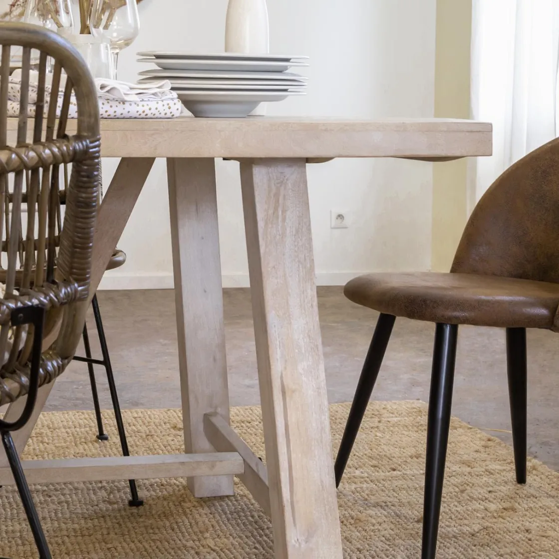 Made in Meubles Table À Manger<Table à manger avec allonges en bois de manguier blanchi Terra