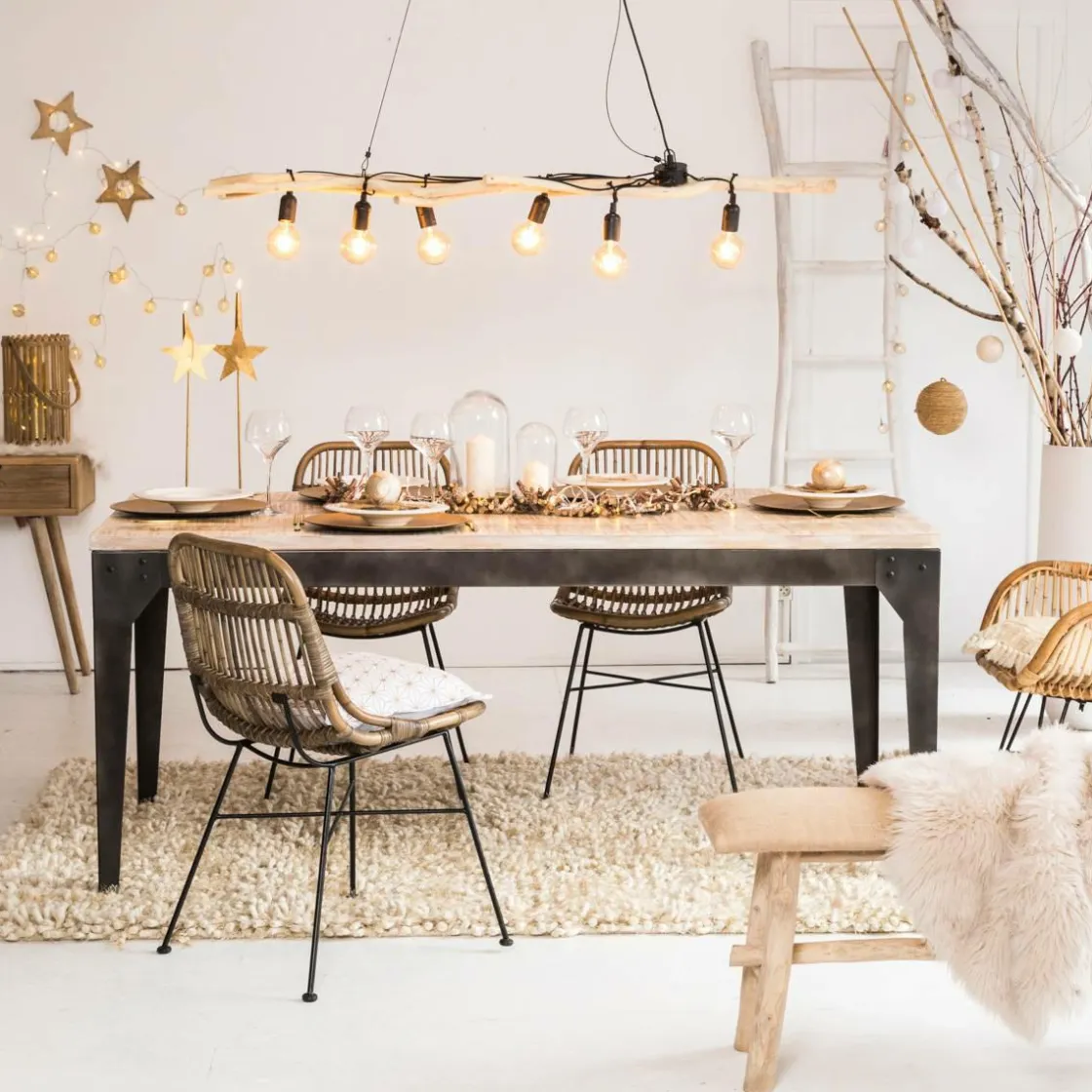 Made in Meubles Table À Manger<Table à manger avec allonges en bois de manguier et métal Locker