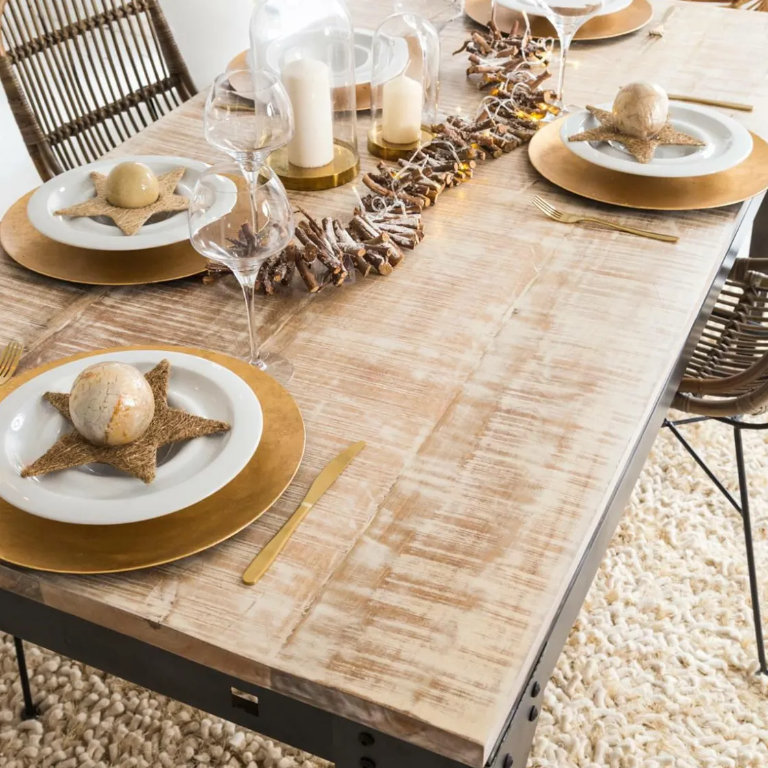 Made in Meubles Table À Manger<Table à manger avec allonges en bois de manguier et métal Locker