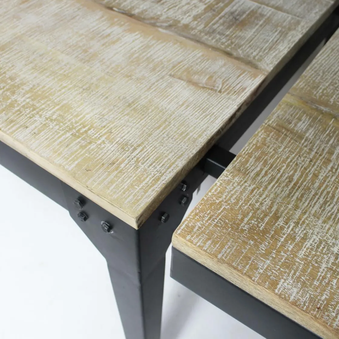 Made in Meubles Table À Manger<Table à manger avec allonges en bois de manguier et métal Locker