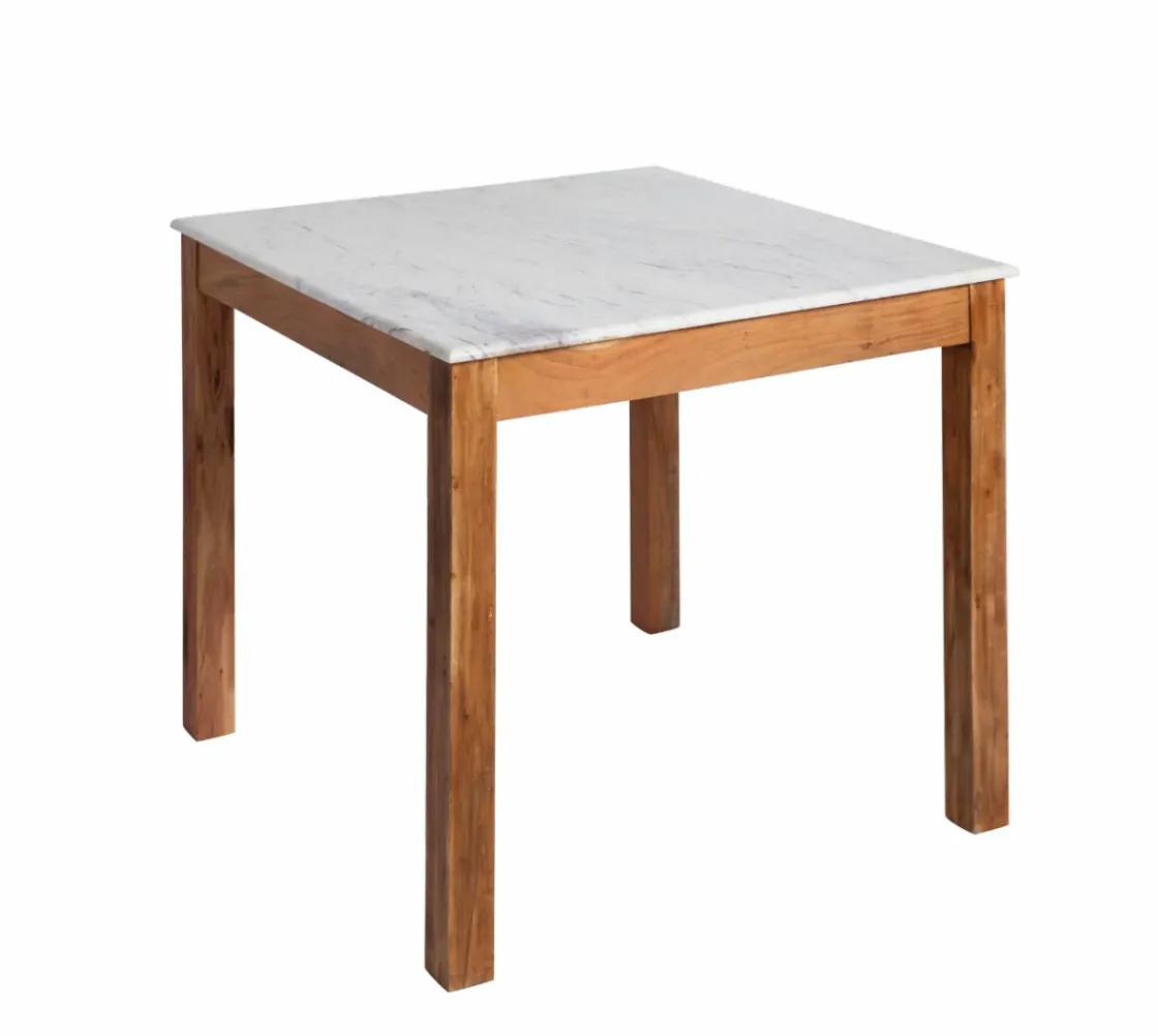 Made in Meubles Table À Manger<Table à manger carrée en bois d'acacia et marbre Arthuro
