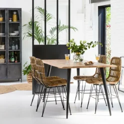 Made in Meubles Table À Manger<Table à manger en bois d'acacia pieds compas Tree