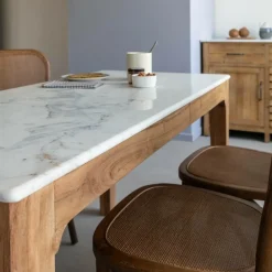 Made in Meubles Table À Manger<Table à manger en bois de manguier et marbre Arthuro