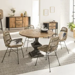 Made in Meubles Table À Manger<Table à manger ronde en bois de manguier Vitto