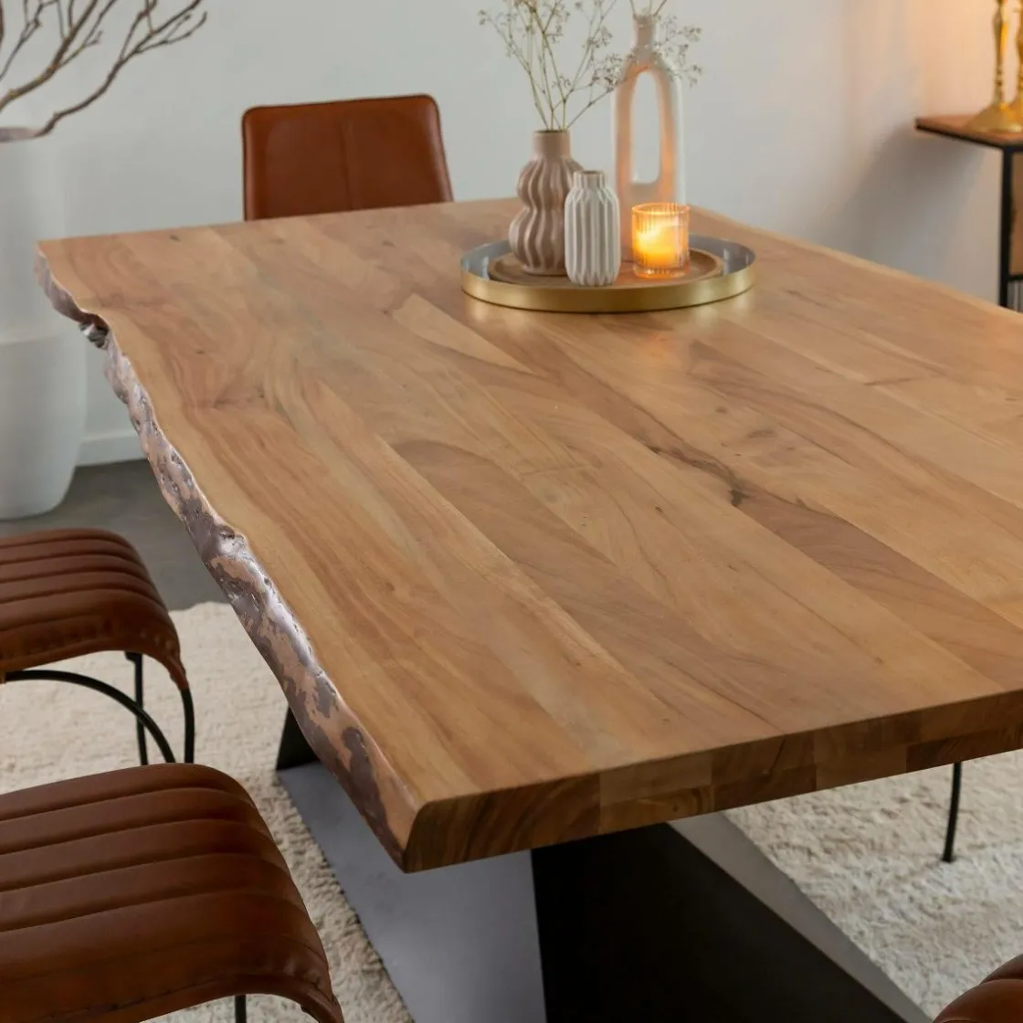 Made in Meubles Table À Manger<Table à manger suspendu en bois d'acacia et métal Coco