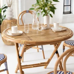 Made in Meubles Table À Manger<Table ronde en bambou 4 places Soline