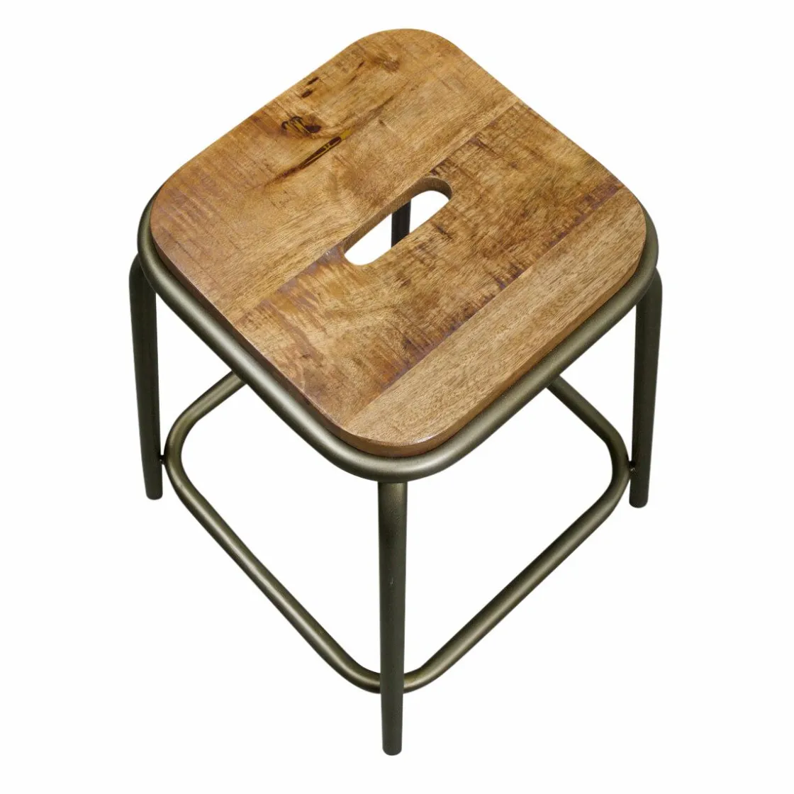 Made in Meubles Tabouret<Tabouret écolier métal et bois petit modèle Marcus