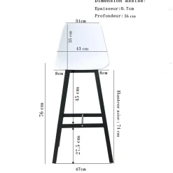 Made in Meubles Tabouret De Bar<Tabouret de bar blanc et métal noir Marius (lot de 2)