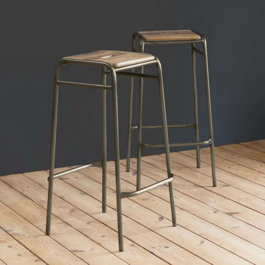 Made in Meubles Tabouret De Bar<Tabouret de bar écolier bois et métal 77cm Marcus