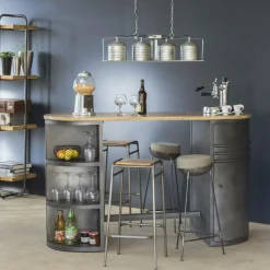 Made in Meubles Tabouret De Bar<Tabouret de bar écolier bois et métal 77cm Marcus