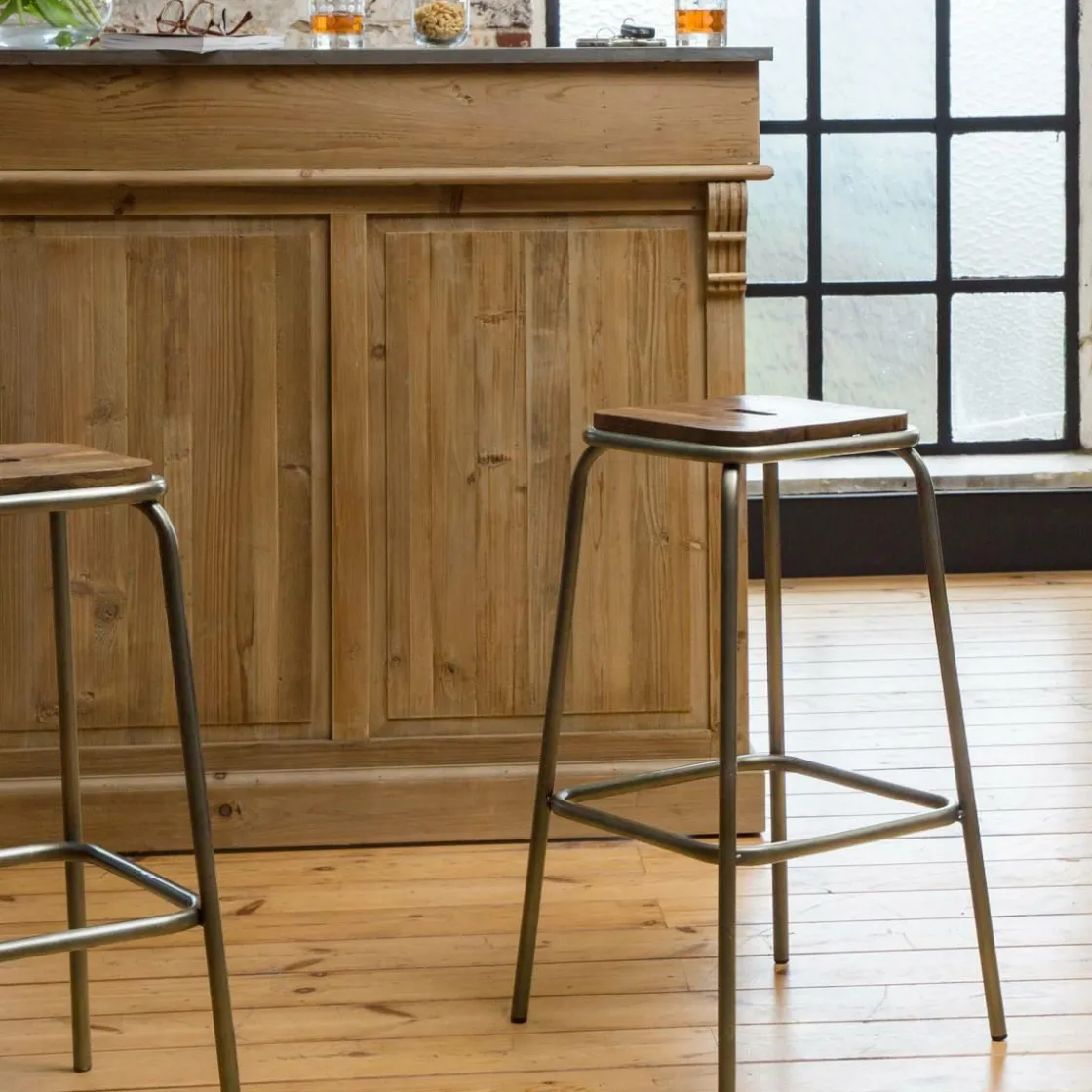 Made in Meubles Tabouret De Bar<Tabouret de bar écolier métal et bois 69 cm Marcus