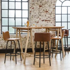 Made in Meubles Tabouret De Bar<Tabouret de bar en cuir et métal Tiago