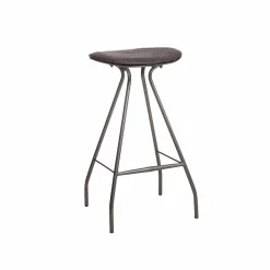 Made in Meubles Tabouret De Bar<Tabouret de bar en cuir gris et métal Lya