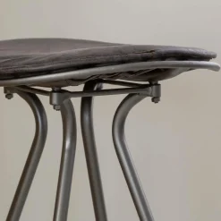 Made in Meubles Tabouret De Bar<Tabouret de bar en cuir gris et métal Lya