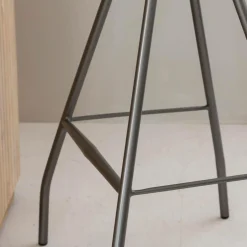 Made in Meubles Tabouret De Bar<Tabouret de bar en cuir gris et métal Lya