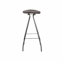 Made in Meubles Tabouret De Bar<Tabouret de bar en cuir gris et métal Lya